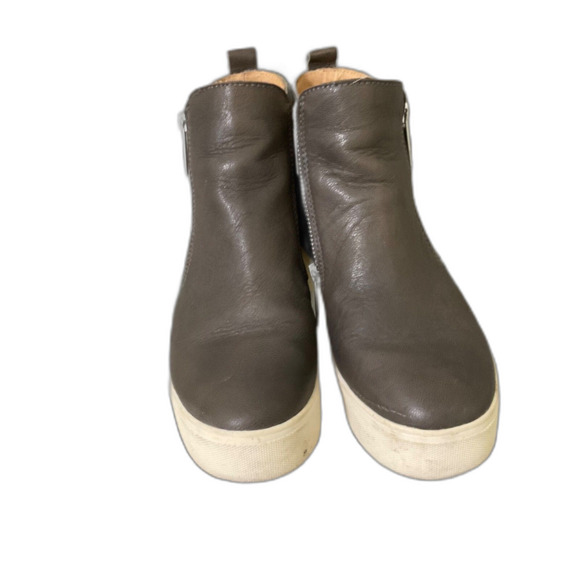 J/SLIDES  Tan Brown  Leather  Booties women’s  7 M Double Zipper platform Bloke - Picture 3 of 13